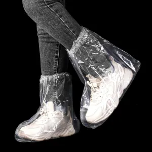 10 Pairs Shoe Covers Boot Covers Disposable Non-Slip Waterproof Shoe Covers, Thickened Waterproof Shoes Covers, Plastic Boot and Shoe Covers for Men and Women (Transparent)