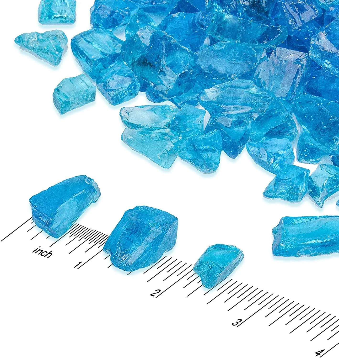 10-Pound Crushed Fire Glass for Fire Pit/Fireplace/Vase Fillers/Garden Landscapes/Resin Art, Sea Blue