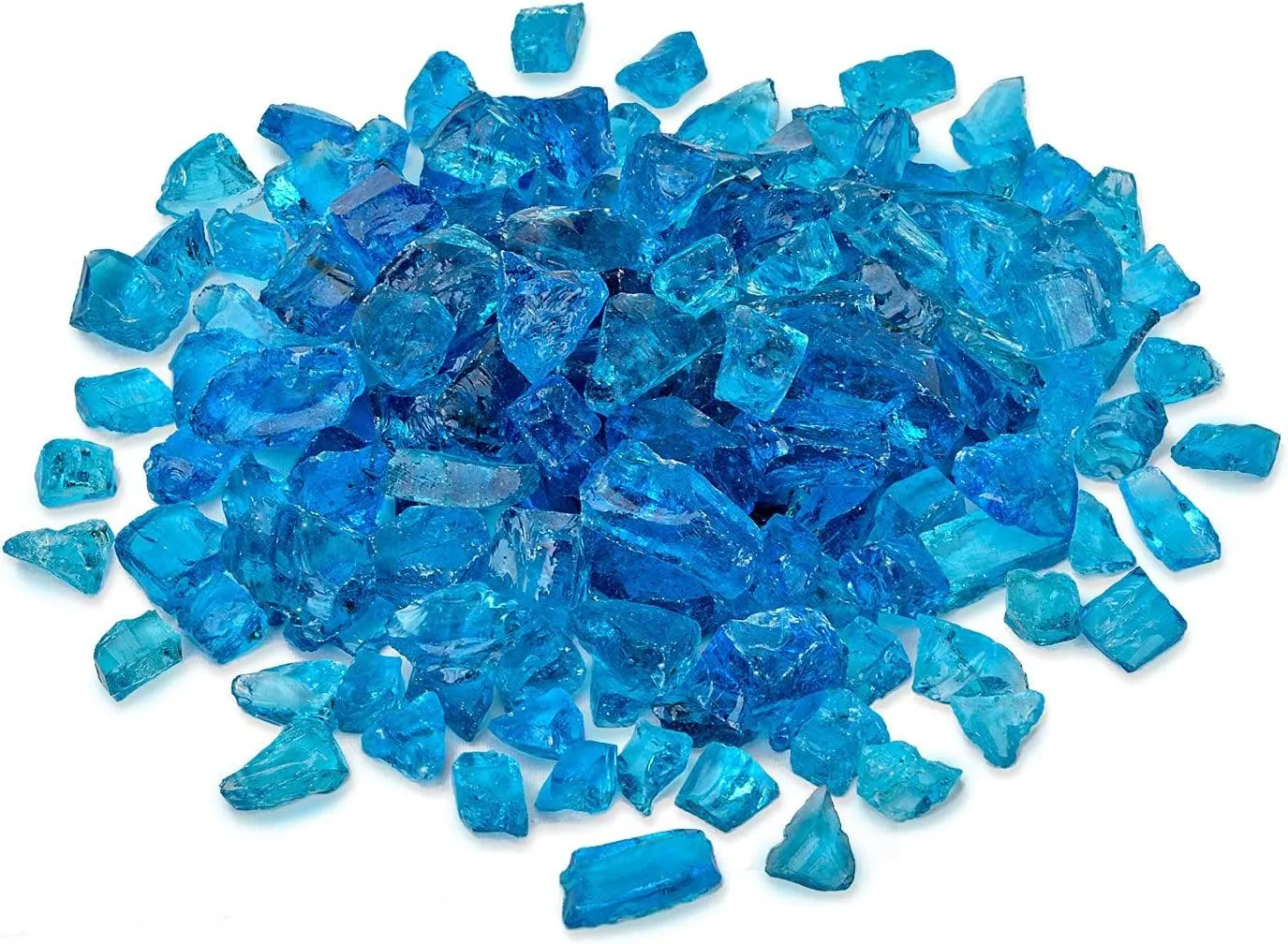 10-Pound Crushed Fire Glass for Fire Pit/Fireplace/Vase Fillers/Garden Landscapes/Resin Art, Sea Blue