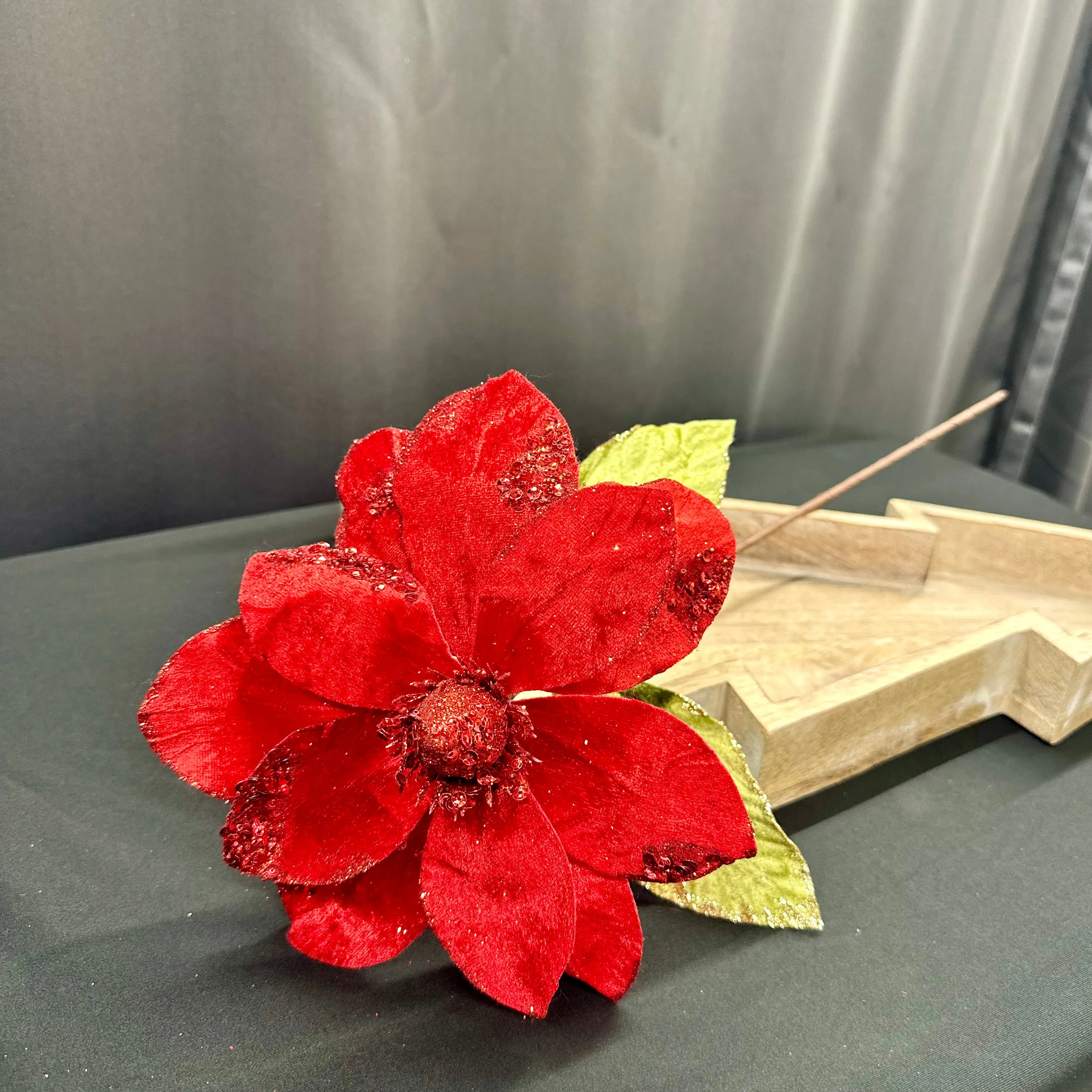 15" Deluxe Magnolia Stem - Burgundy | Red | Pewter
