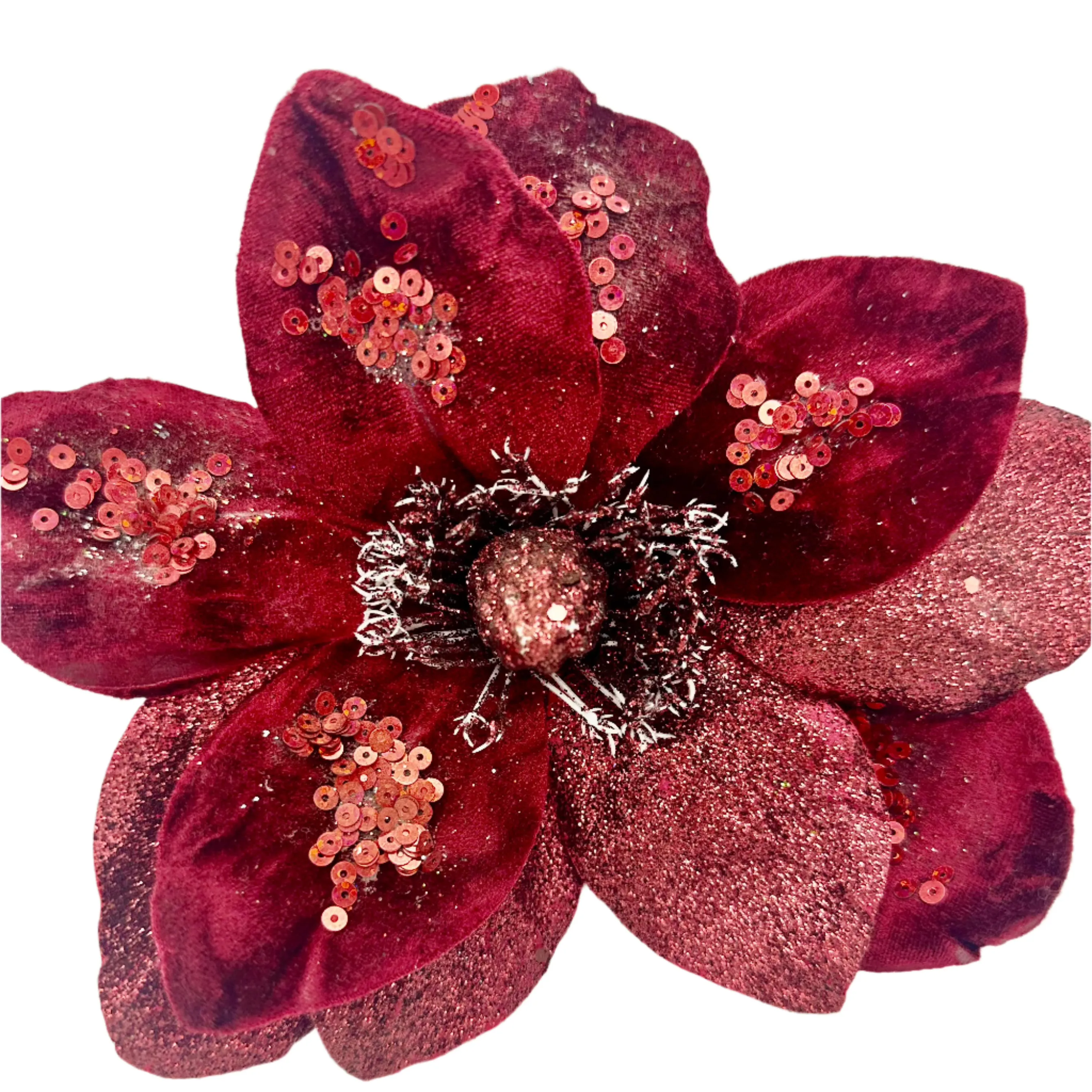 15" Deluxe Magnolia Stem - Burgundy | Red | Pewter