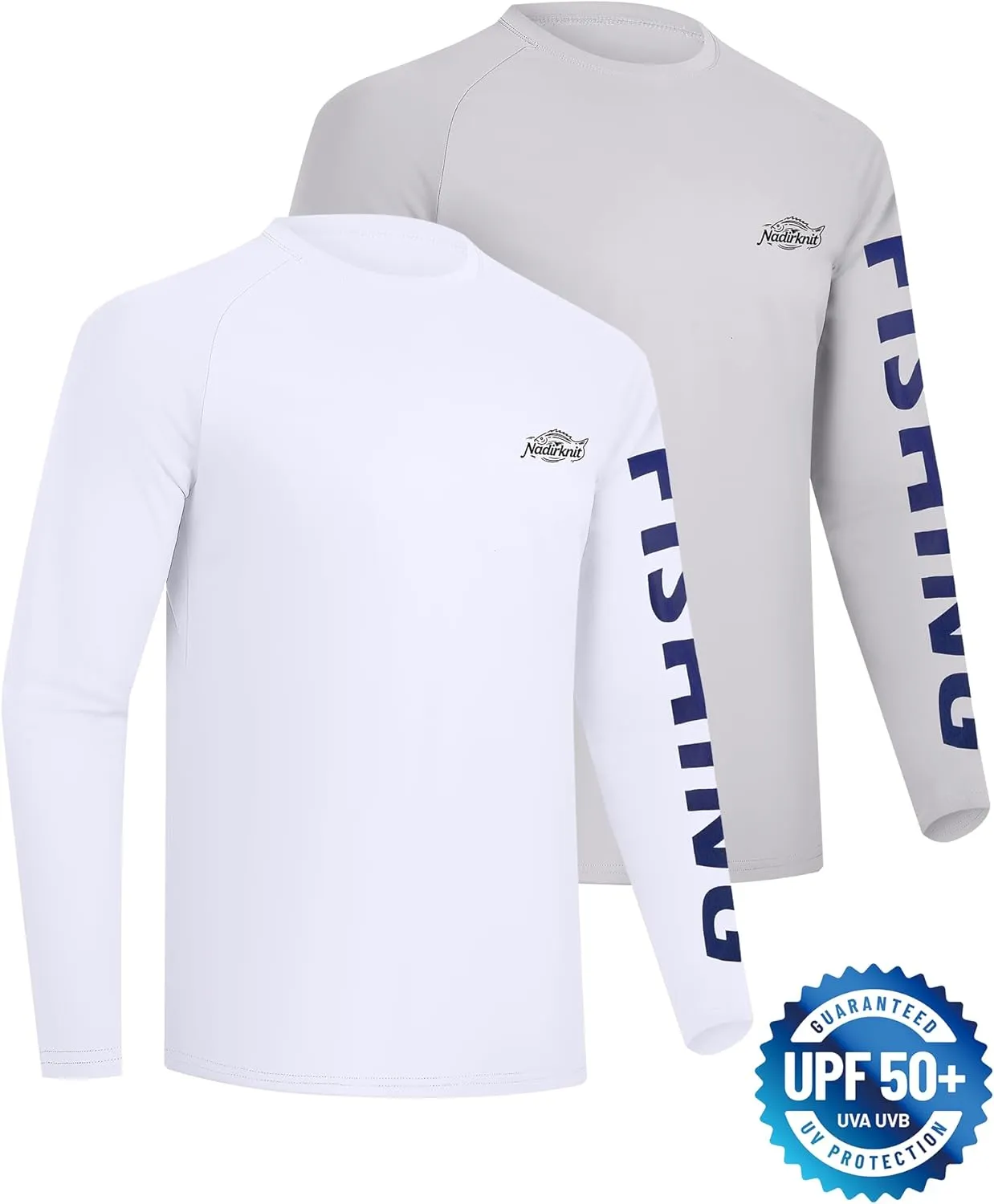2 Pack Fishing Shirts for Men Long Sleeve UPF 50  Sun Protection Shirt Moisture Wicking Rash Guard T-Shirt