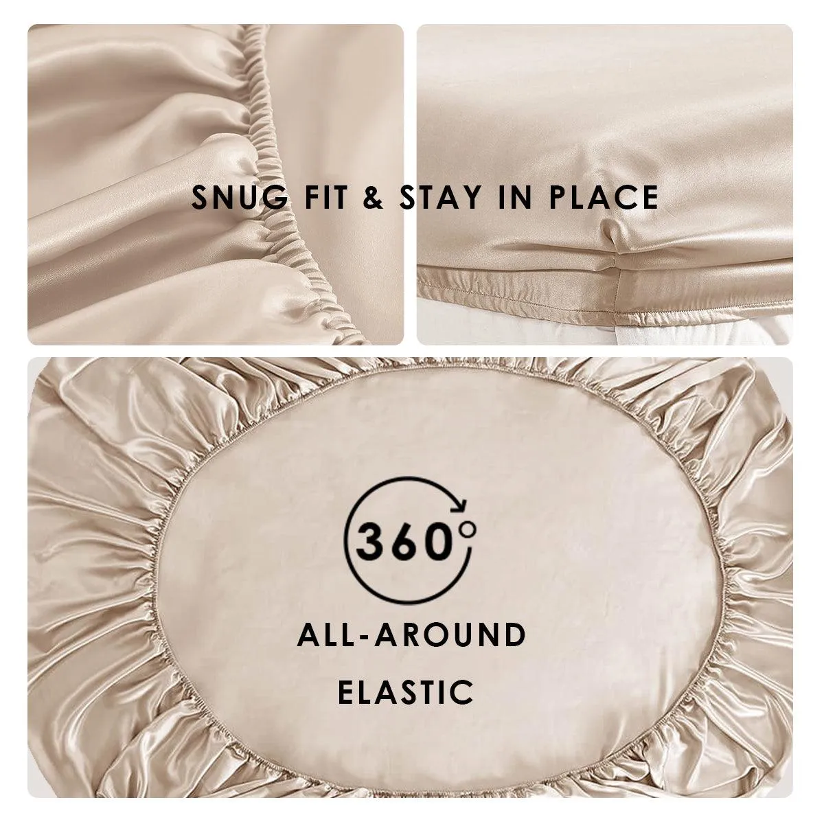 25mm 6A  100% Mulberry Silk Fitted Sheets Set 3pcs