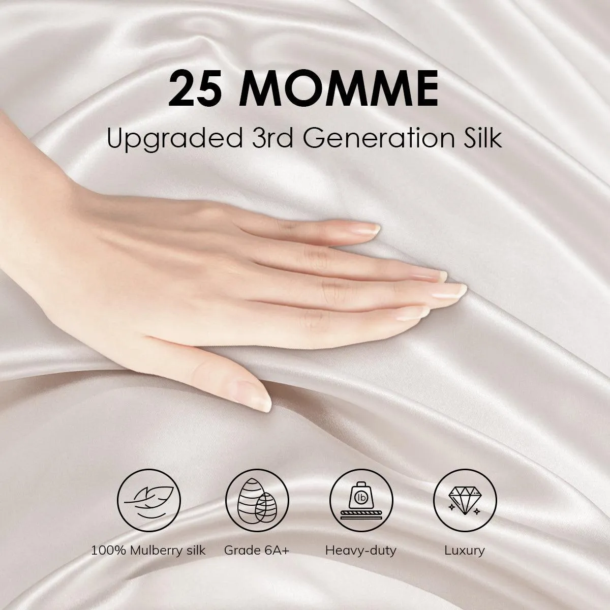 25mm 6A  100% Mulberry Silk Fitted Sheets Set 3pcs