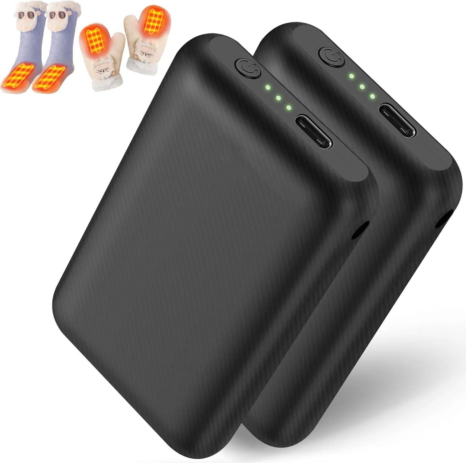 2PCS Battery Pack for Heated Gloves Scarf Socks and Heating Slippers, Heated Clothing Replacement Battery Pack (5V2A DC Port 2500mAh)