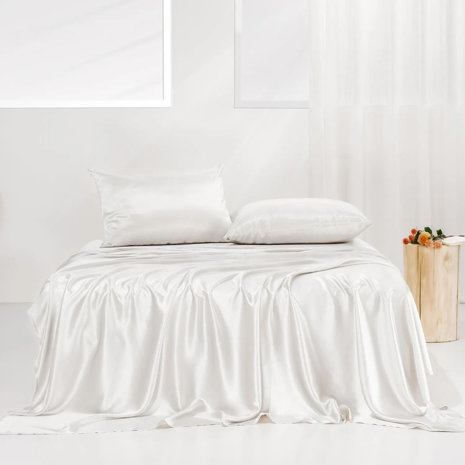 30mm 6A  100% Mulberry Silk Fitted Sheets Set 3pcs