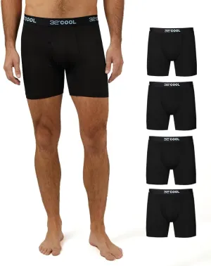 32 Degrees COOL Mens 4-PACK Quick Dry Performance Boxer Brief With Comfort Elastic Waistband