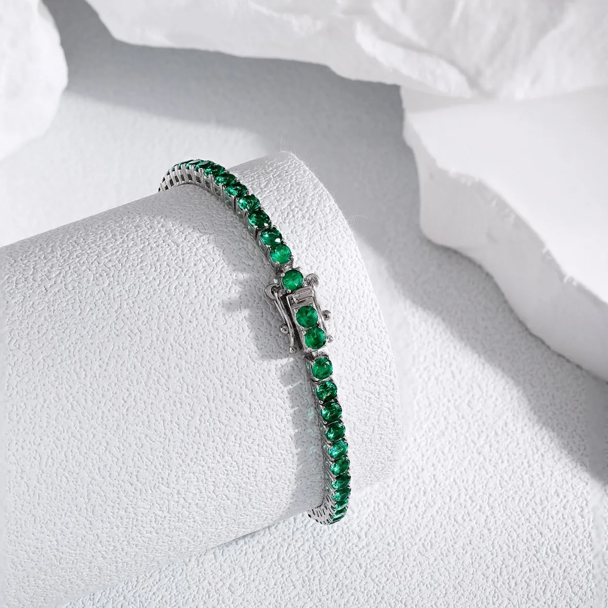 3mm Emerald Green CZ Tennis Bracelet