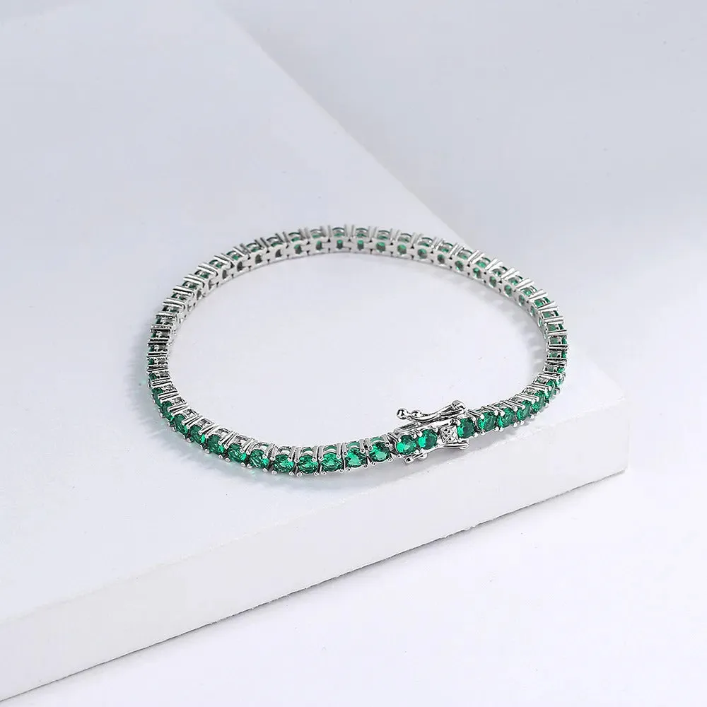 3mm Emerald Green CZ Tennis Bracelet