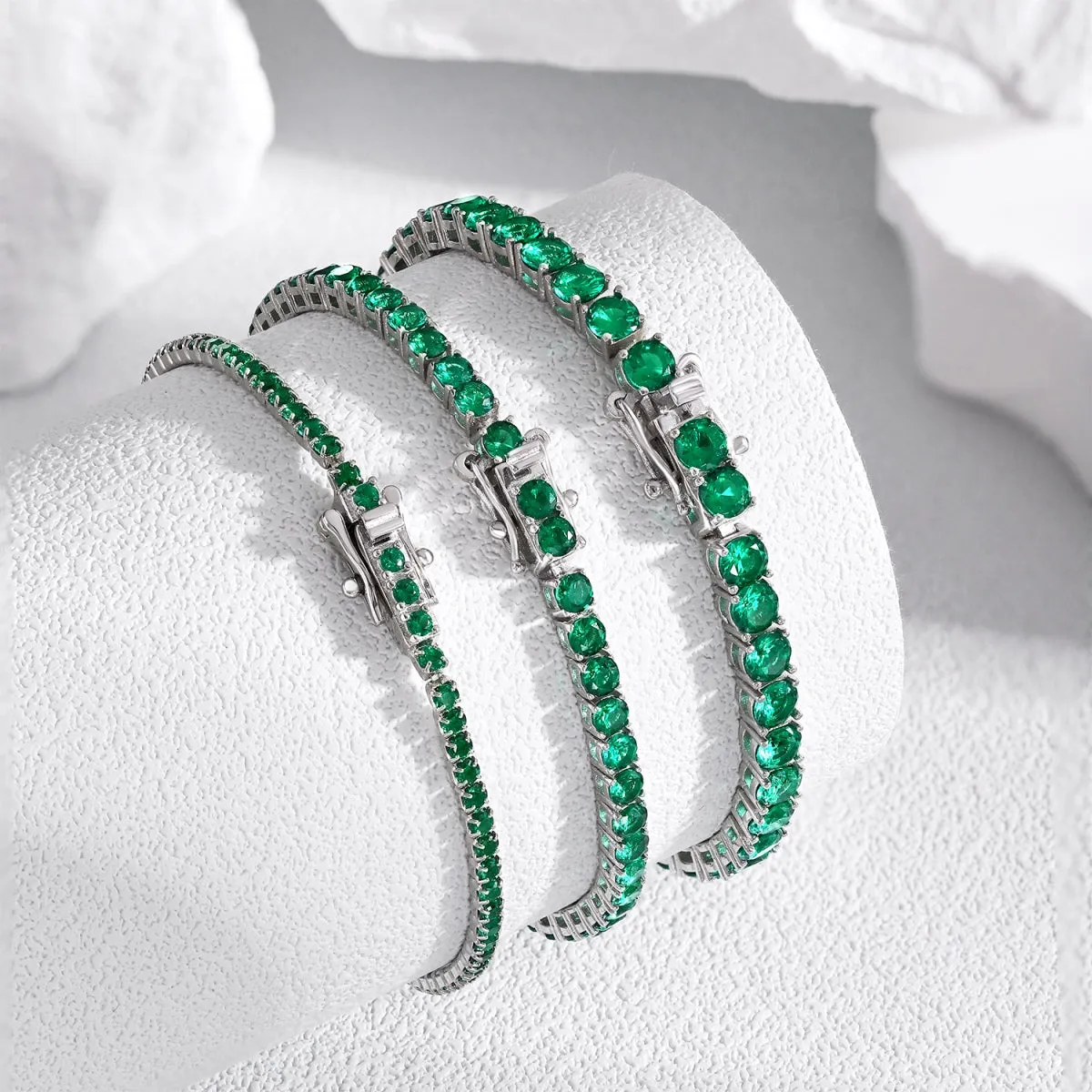 3mm Emerald Green CZ Tennis Bracelet
