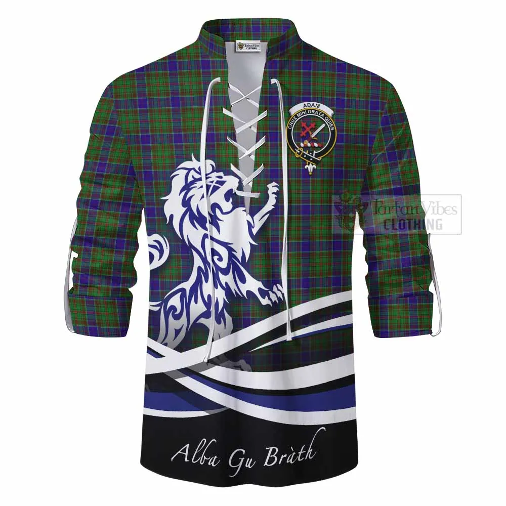 Adam Tartan Ghillie Kilt Shirt with Alba Gu Brath Regal Lion Emblem