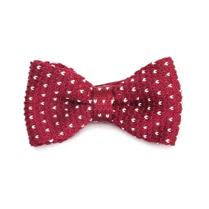 Adult Knit Bow Tie - Maroon/White Dot