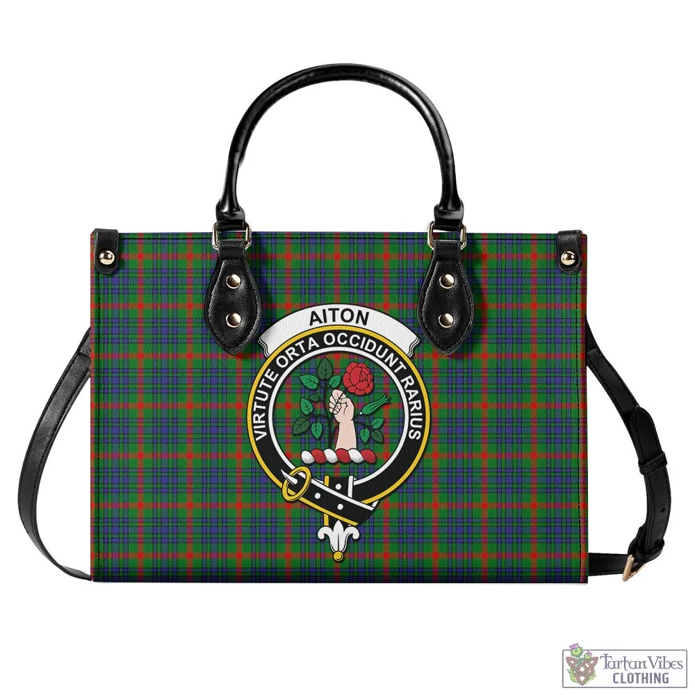 Aiton Tartan Luxury Leather Handbags with Family Crest