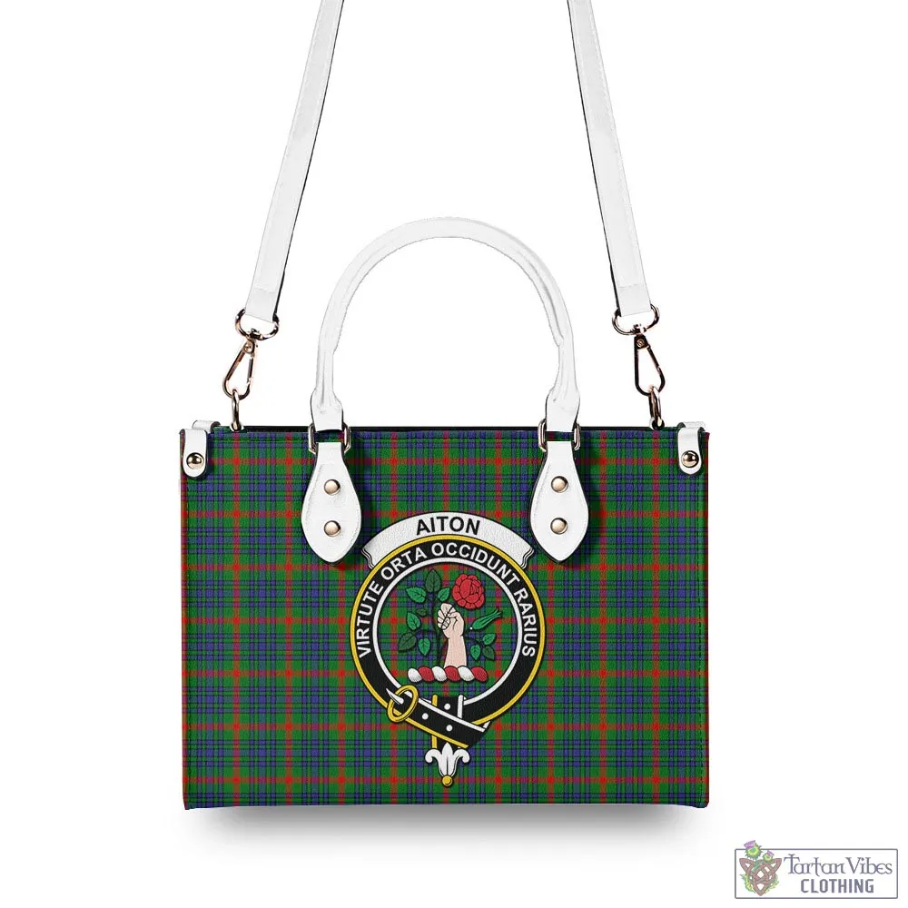 Aiton Tartan Luxury Leather Handbags with Family Crest