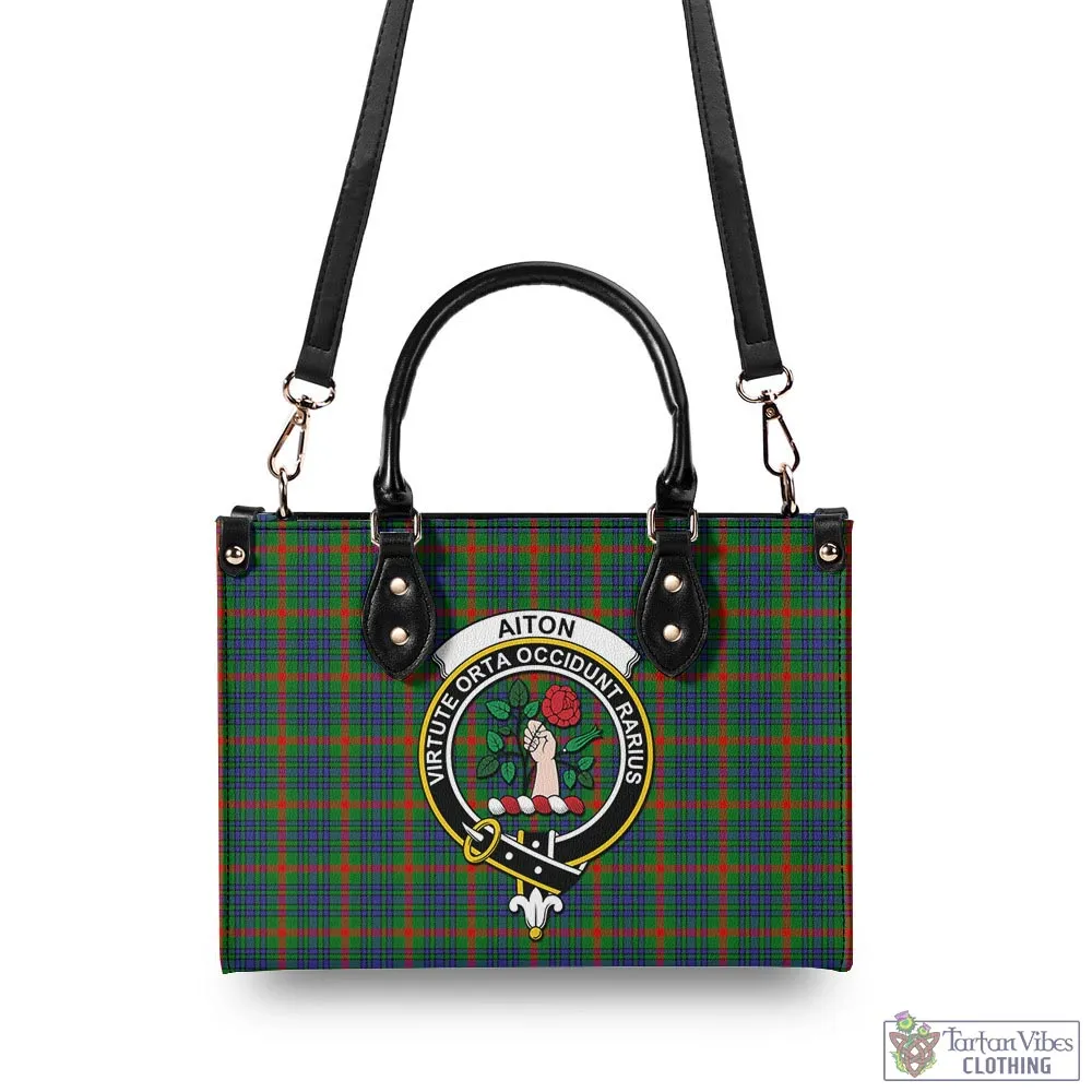 Aiton Tartan Luxury Leather Handbags with Family Crest