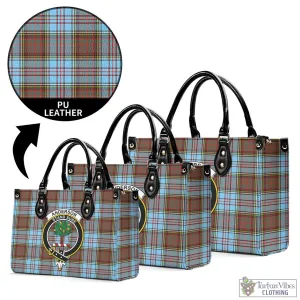 Anderson Ancient Tartan Luxury Leather Handbags with Family Crest