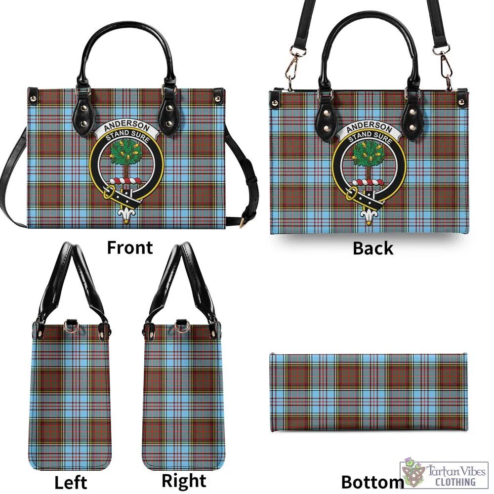 Anderson Ancient Tartan Luxury Leather Handbags with Family Crest