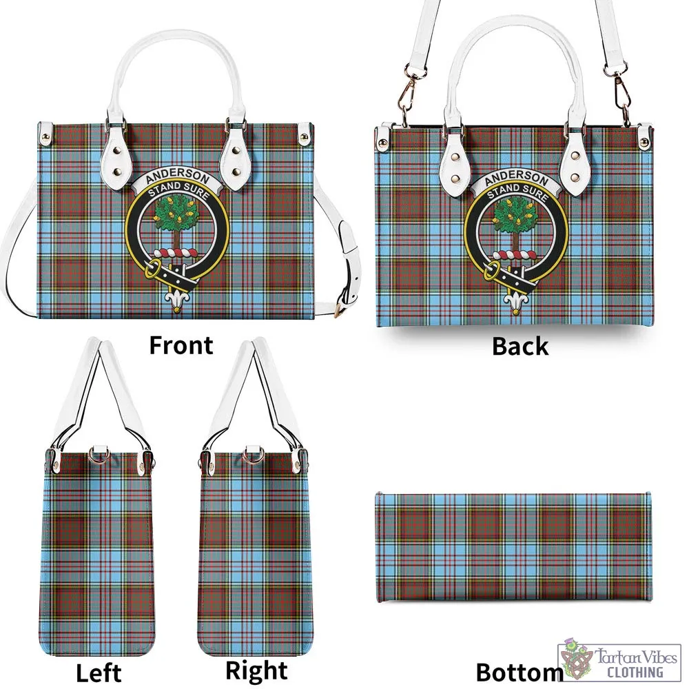 Anderson Ancient Tartan Luxury Leather Handbags with Family Crest