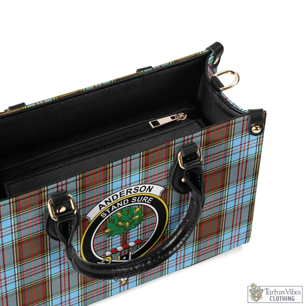 Anderson Ancient Tartan Luxury Leather Handbags with Family Crest