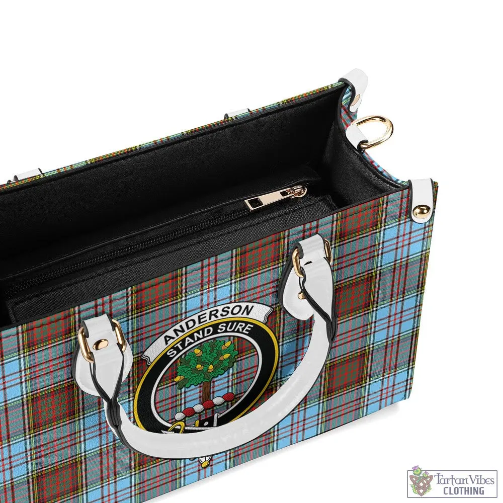 Anderson Ancient Tartan Luxury Leather Handbags with Family Crest