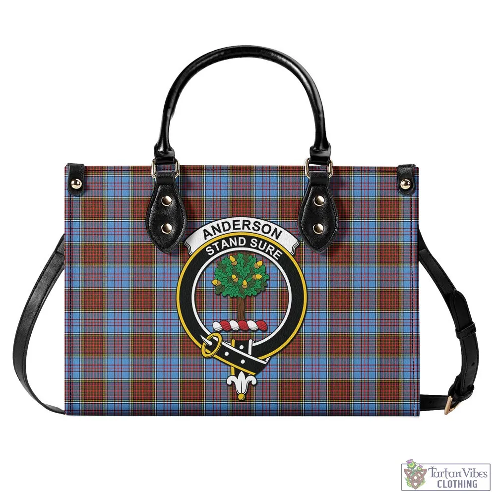 Anderson Modern Tartan Luxury Leather Handbags with Family Crest