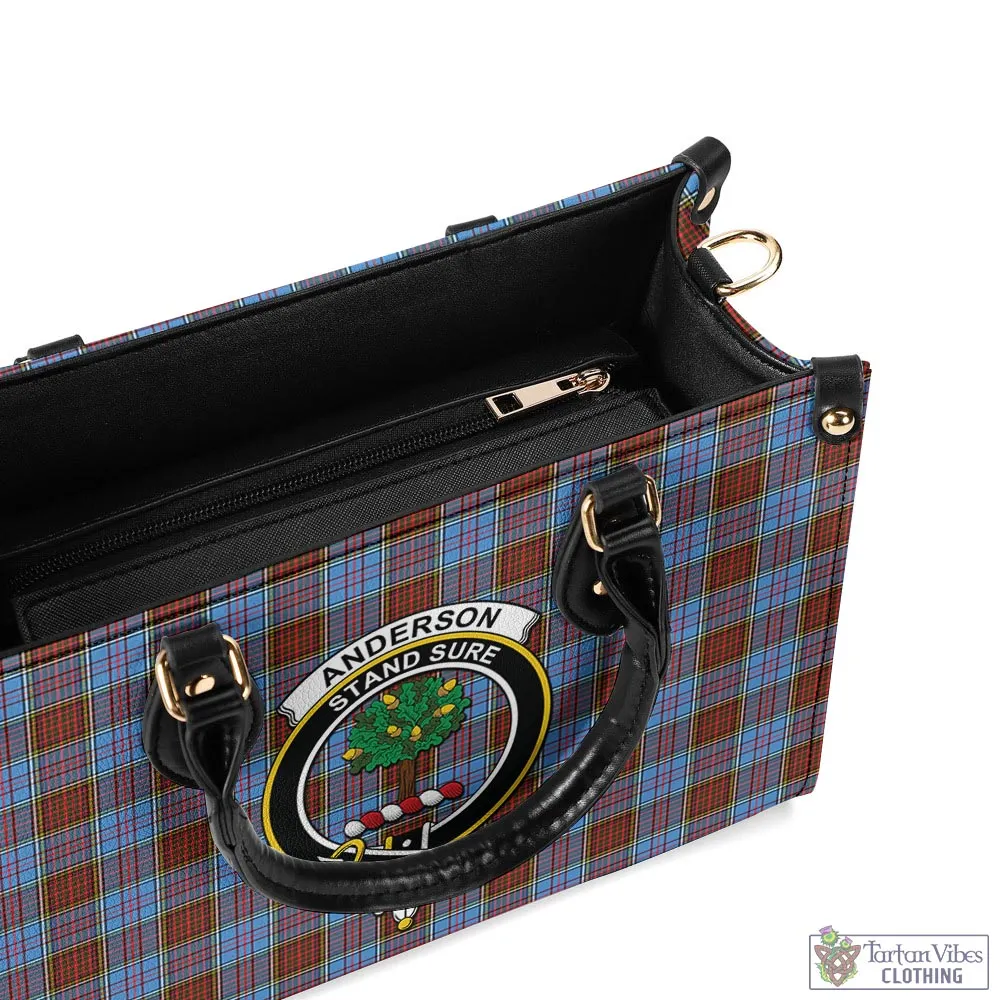 Anderson Modern Tartan Luxury Leather Handbags with Family Crest