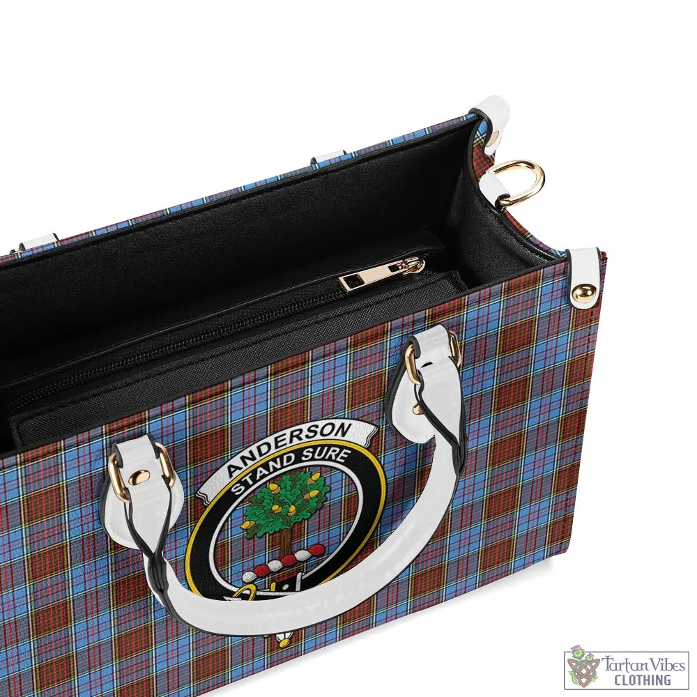 Anderson Modern Tartan Luxury Leather Handbags with Family Crest