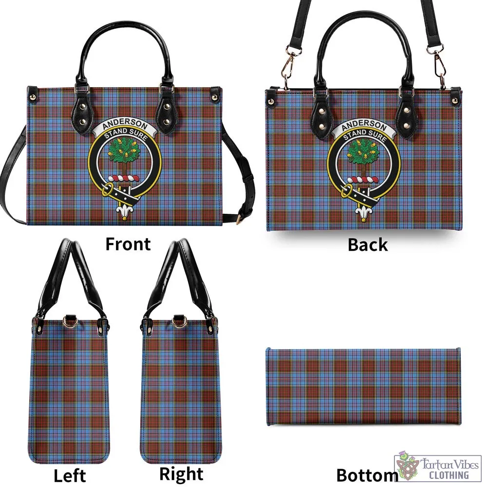 Anderson Modern Tartan Luxury Leather Handbags with Family Crest