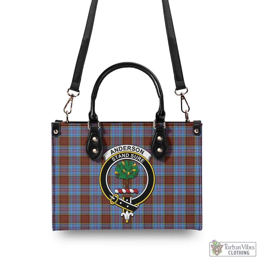 Anderson Modern Tartan Luxury Leather Handbags with Family Crest