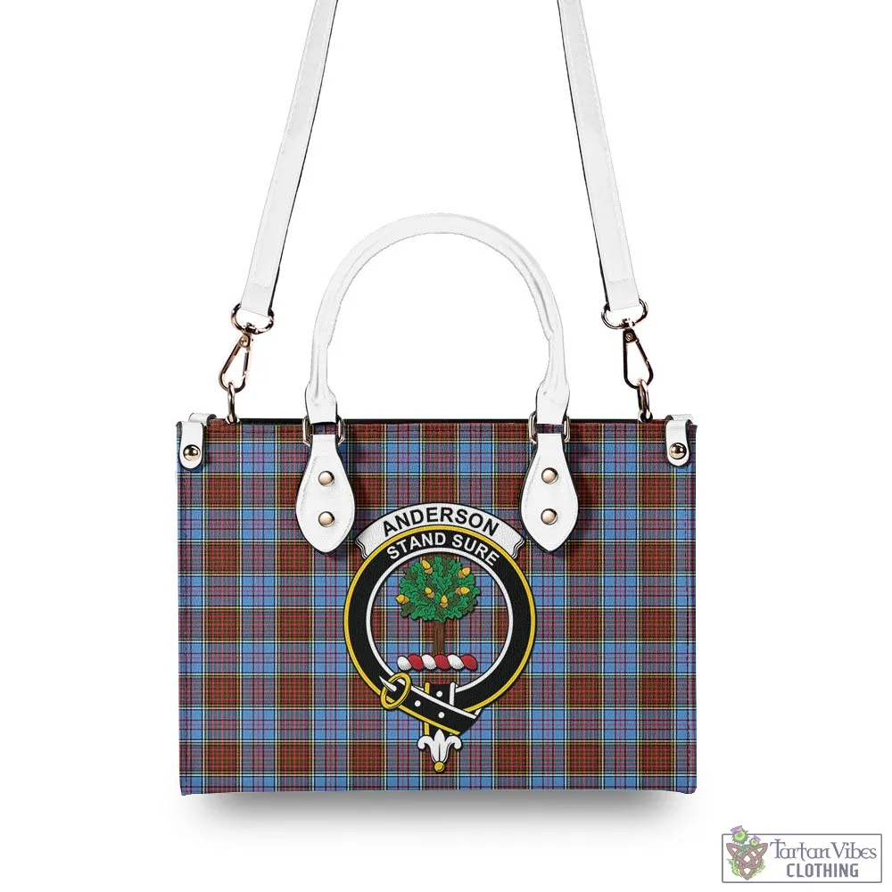 Anderson Modern Tartan Luxury Leather Handbags with Family Crest