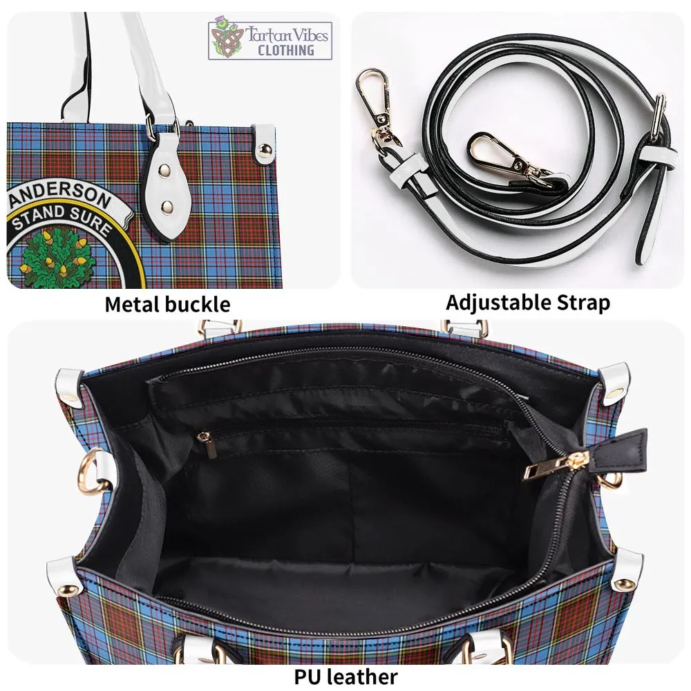 Anderson Modern Tartan Luxury Leather Handbags with Family Crest