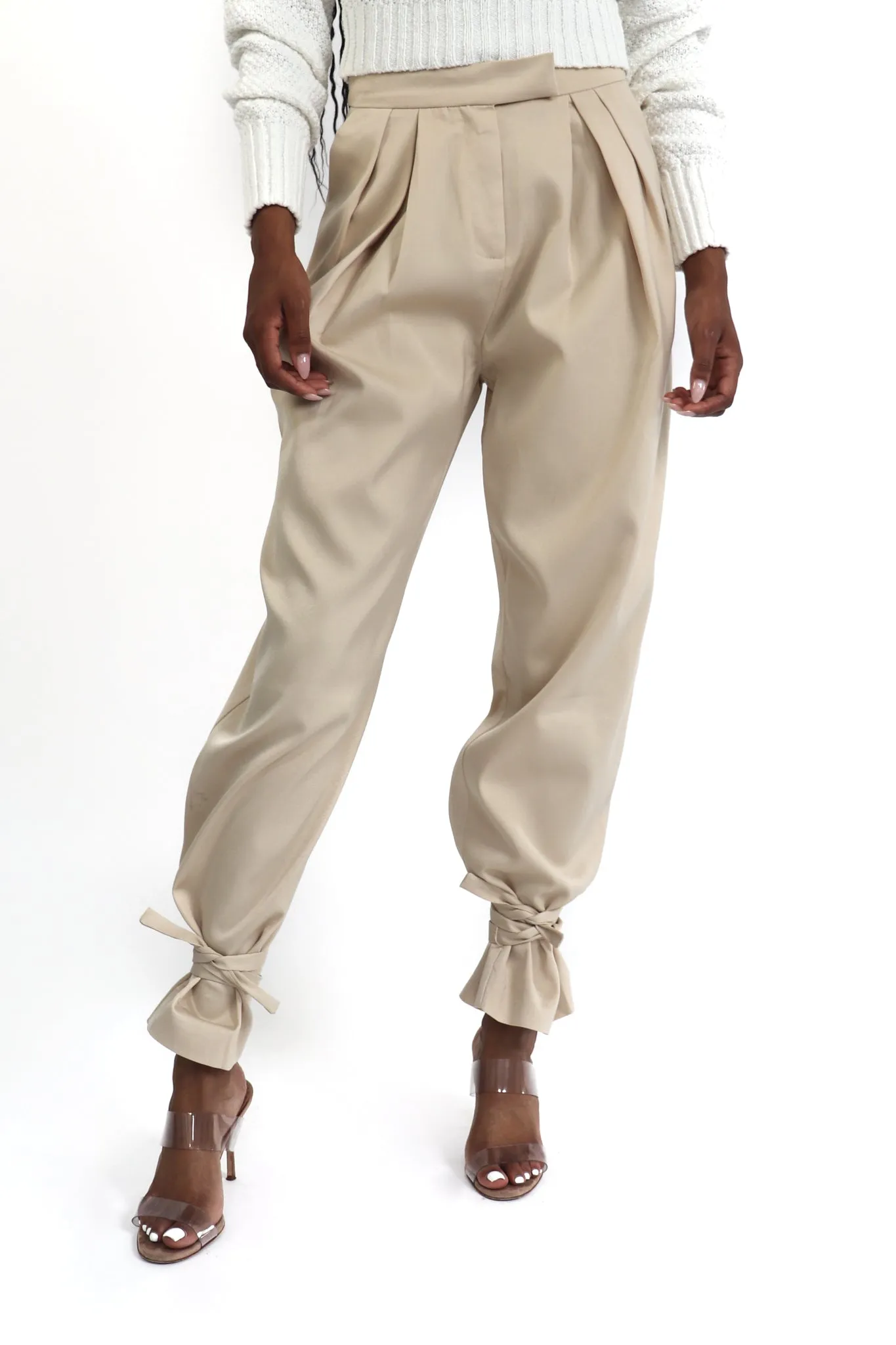 Ankle Tie Satin Pants