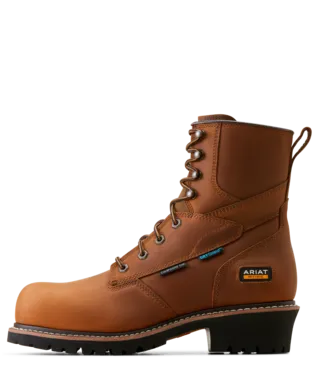 Ariat Boots, 8 Inch Logger Shock Shield Waterproof Composite Toe Work Boot, 10050840,  COPPER BROWN