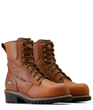 Ariat Boots, 8 Inch Logger Shock Shield Waterproof Composite Toe Work Boot, 10050840,  COPPER BROWN