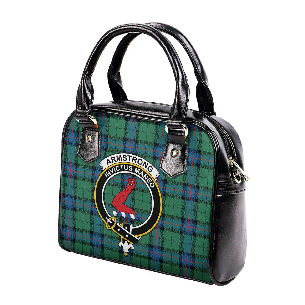 Armstrong Ancient Tartan Shoulder Handbags with Family Crest