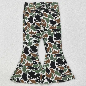 Baby Girls Jeans Bell Pants Brown Camo Fall Bell Flare Denim Pants P0582