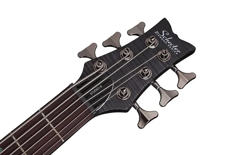Bass guitar Schecter Stiletto Studio-6 See-Thru Black Satin   FREE GIG BAG - 6-String Electric Bass Guitar