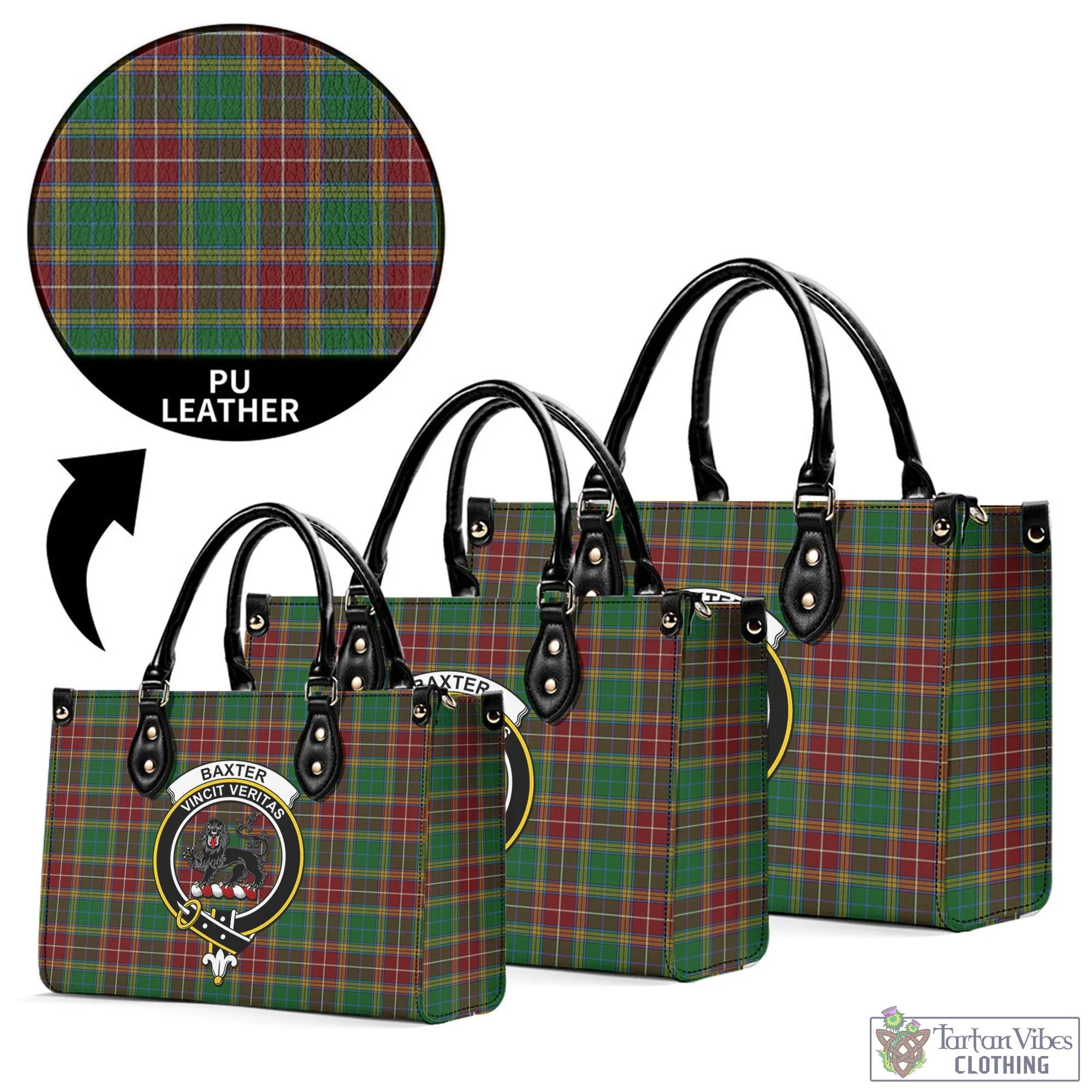 Baxter Tartan Luxury Leather Handbags with Family Crest