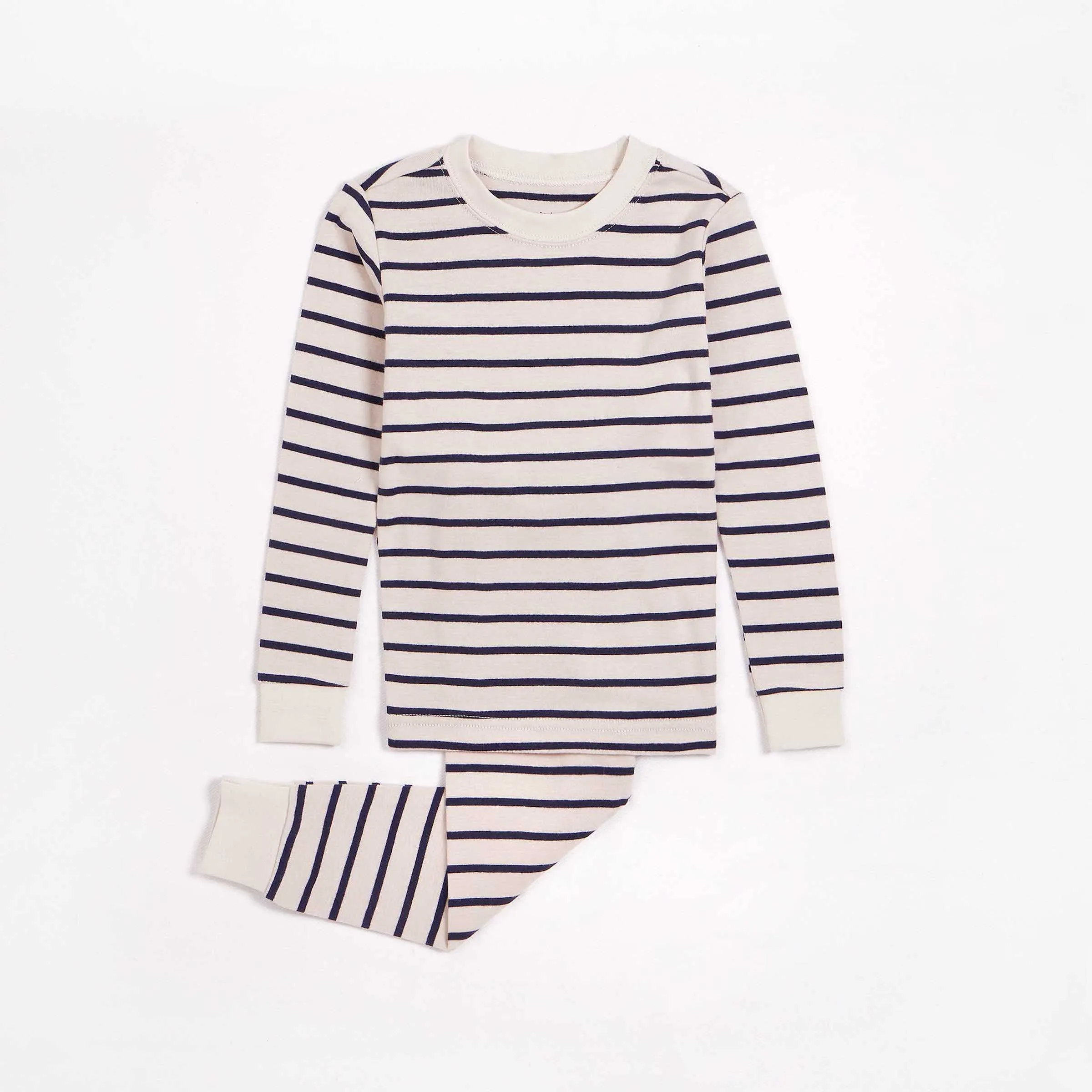 Blue Yarn-Dyed Stripe on Oatmeal PJ Set