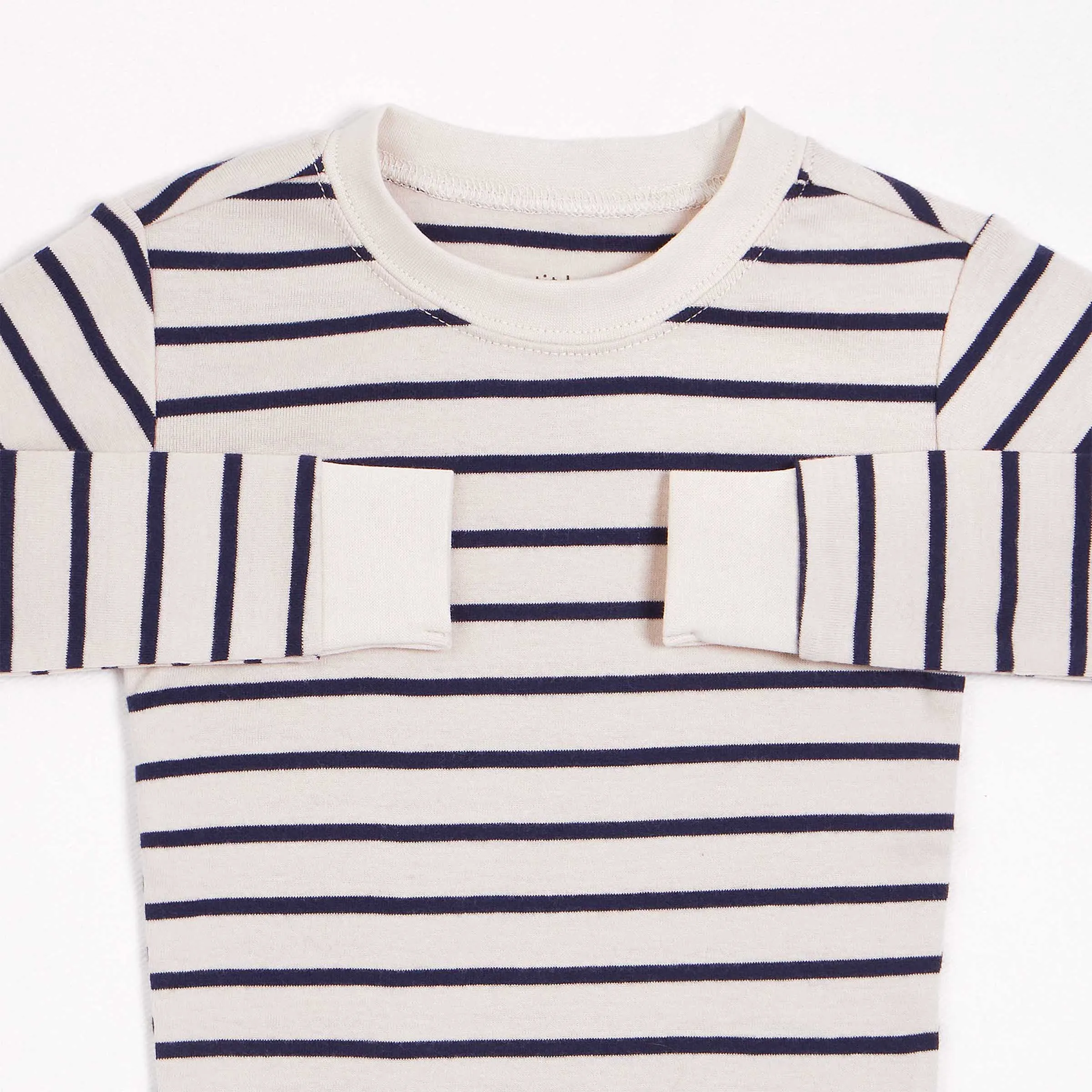 Blue Yarn-Dyed Stripe on Oatmeal PJ Set