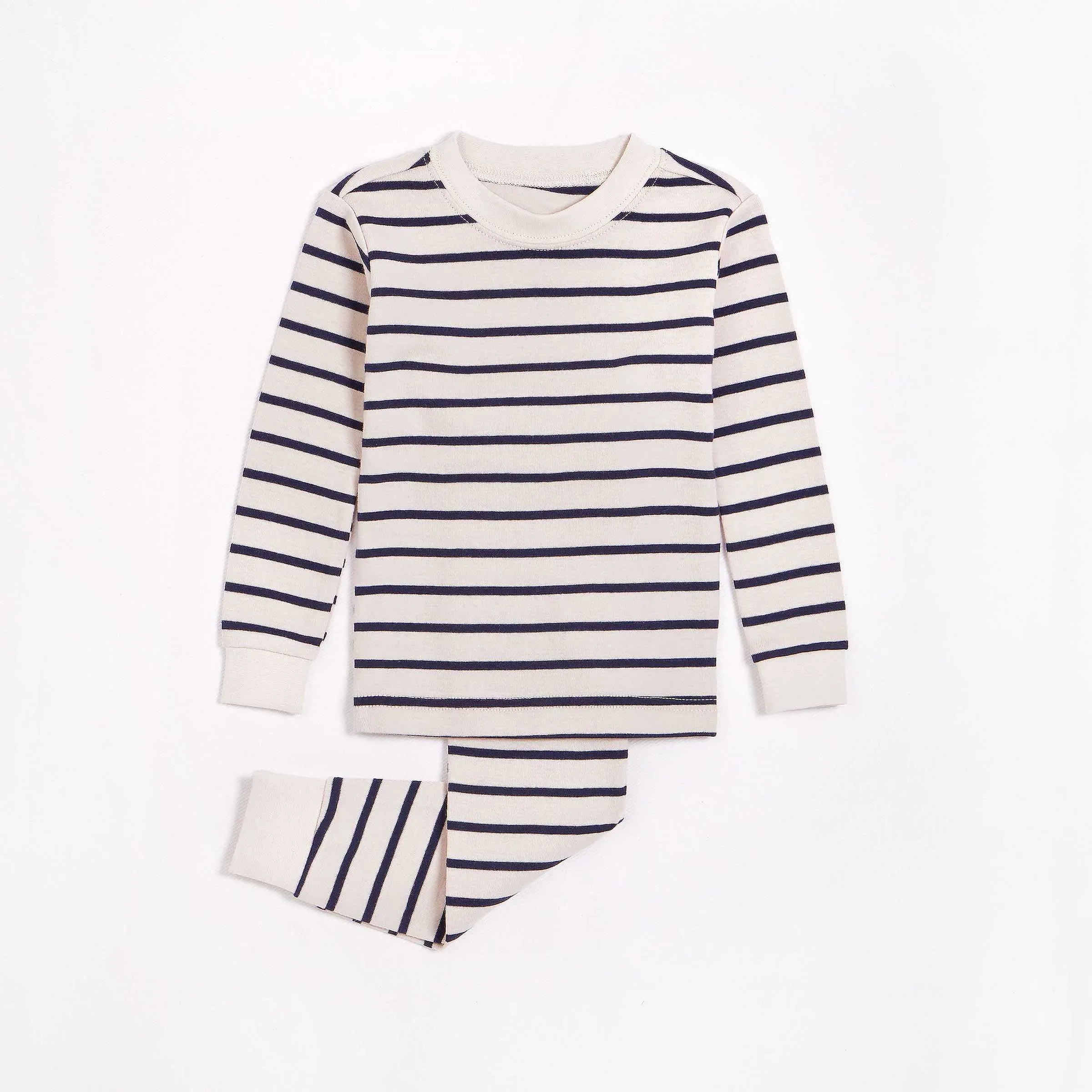 Blue Yarn-Dyed Stripe on Oatmeal PJ Set