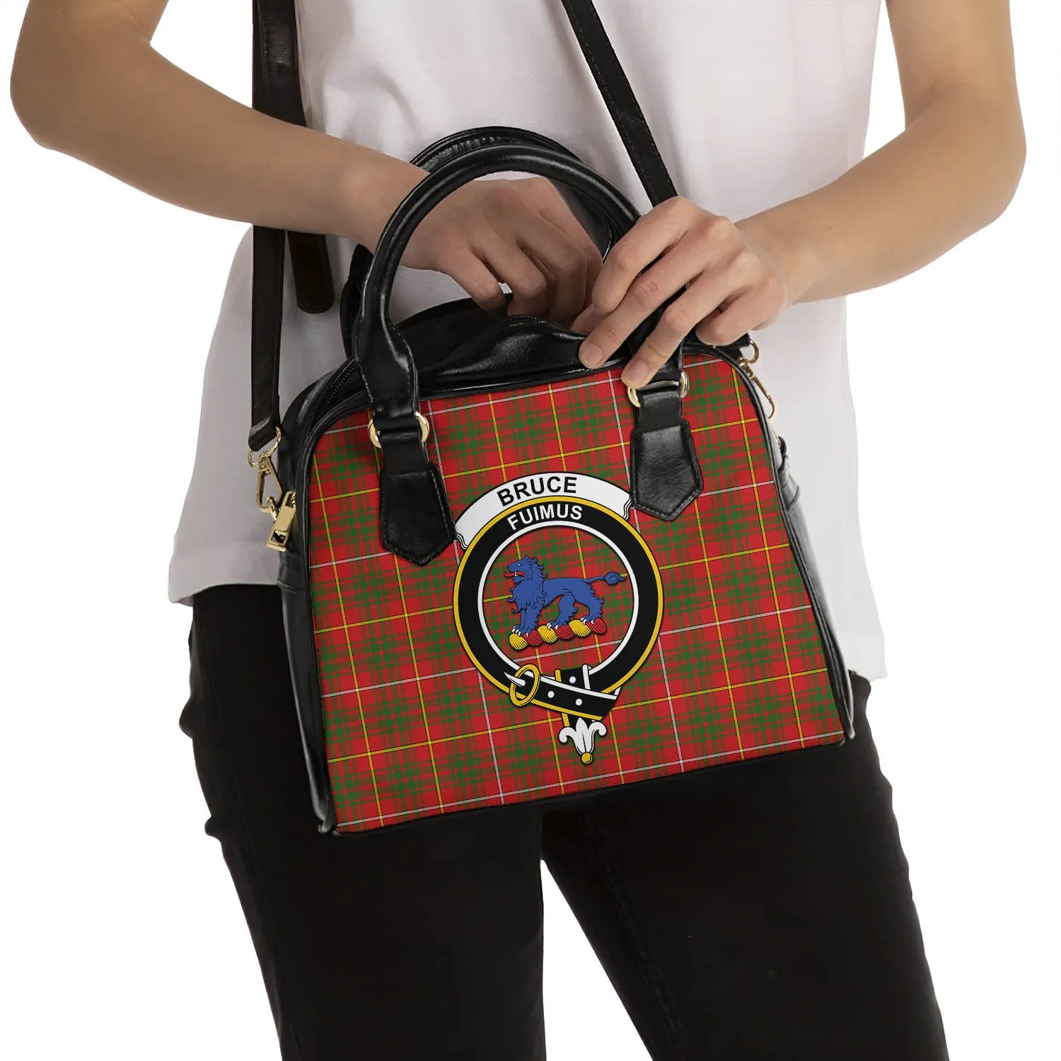 Bruce Modern Tartan Shoulder Handbags with Family Crest