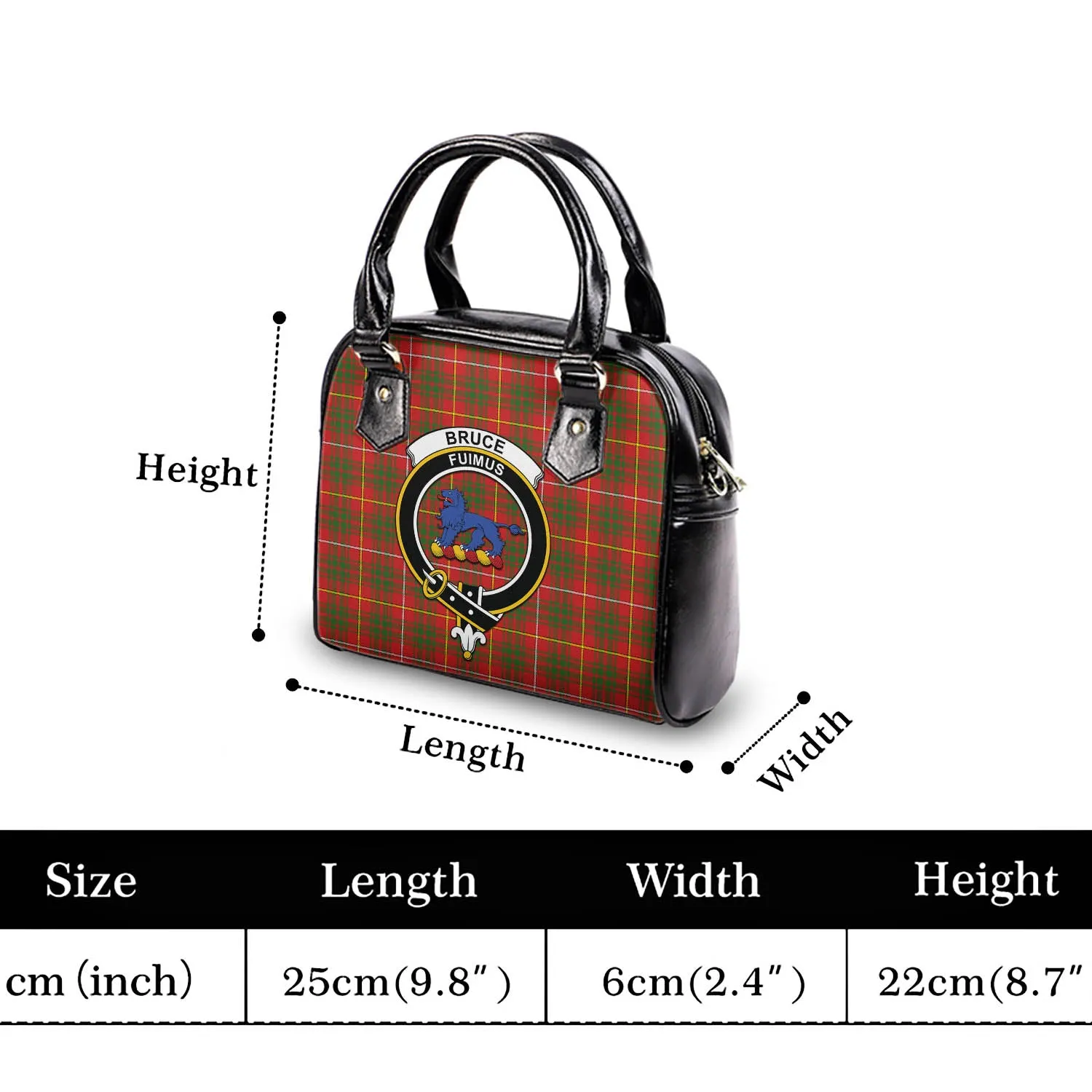 Bruce Modern Tartan Shoulder Handbags with Family Crest