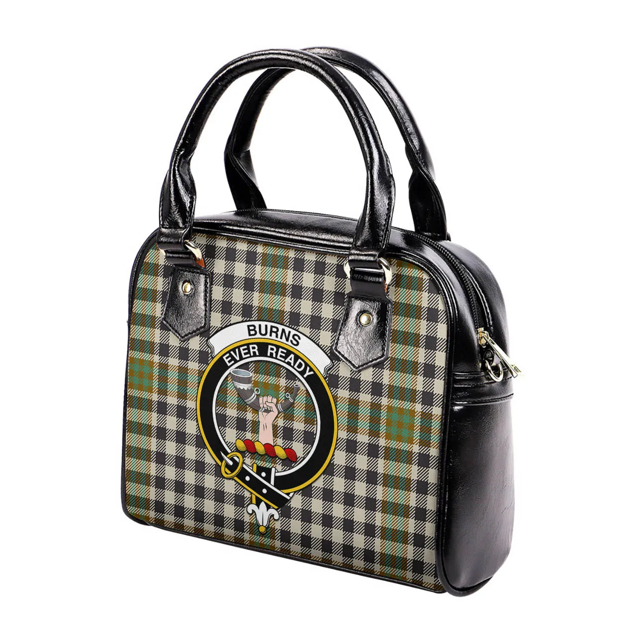 Burns Check Tartan Shoulder Handbags with Family Crest