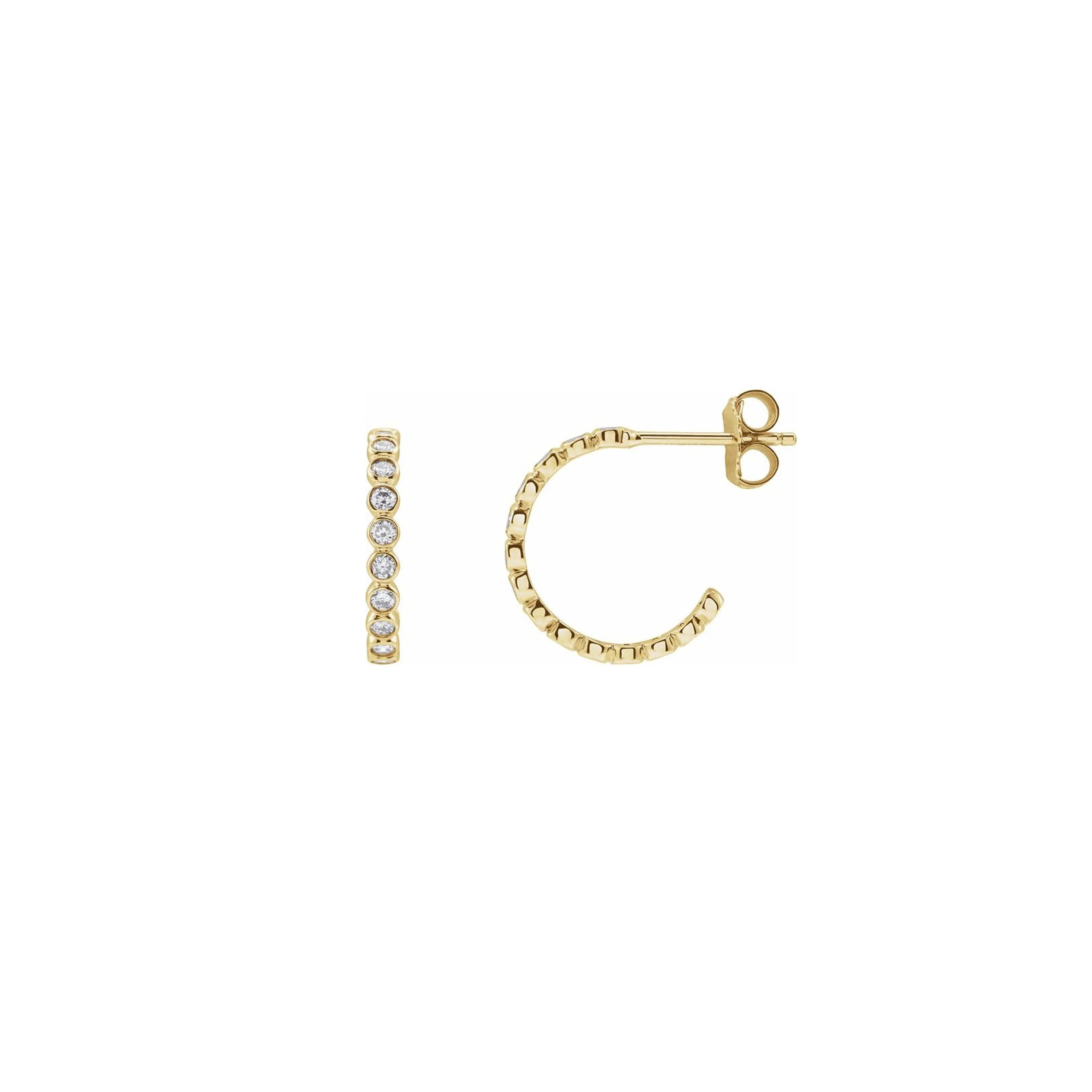 Classic bezel hoops with a CANADAMARK diamond twist
