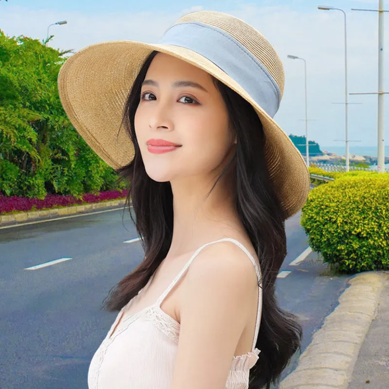 Classic Wide Brim Straw Summer Hats with Bow Accent