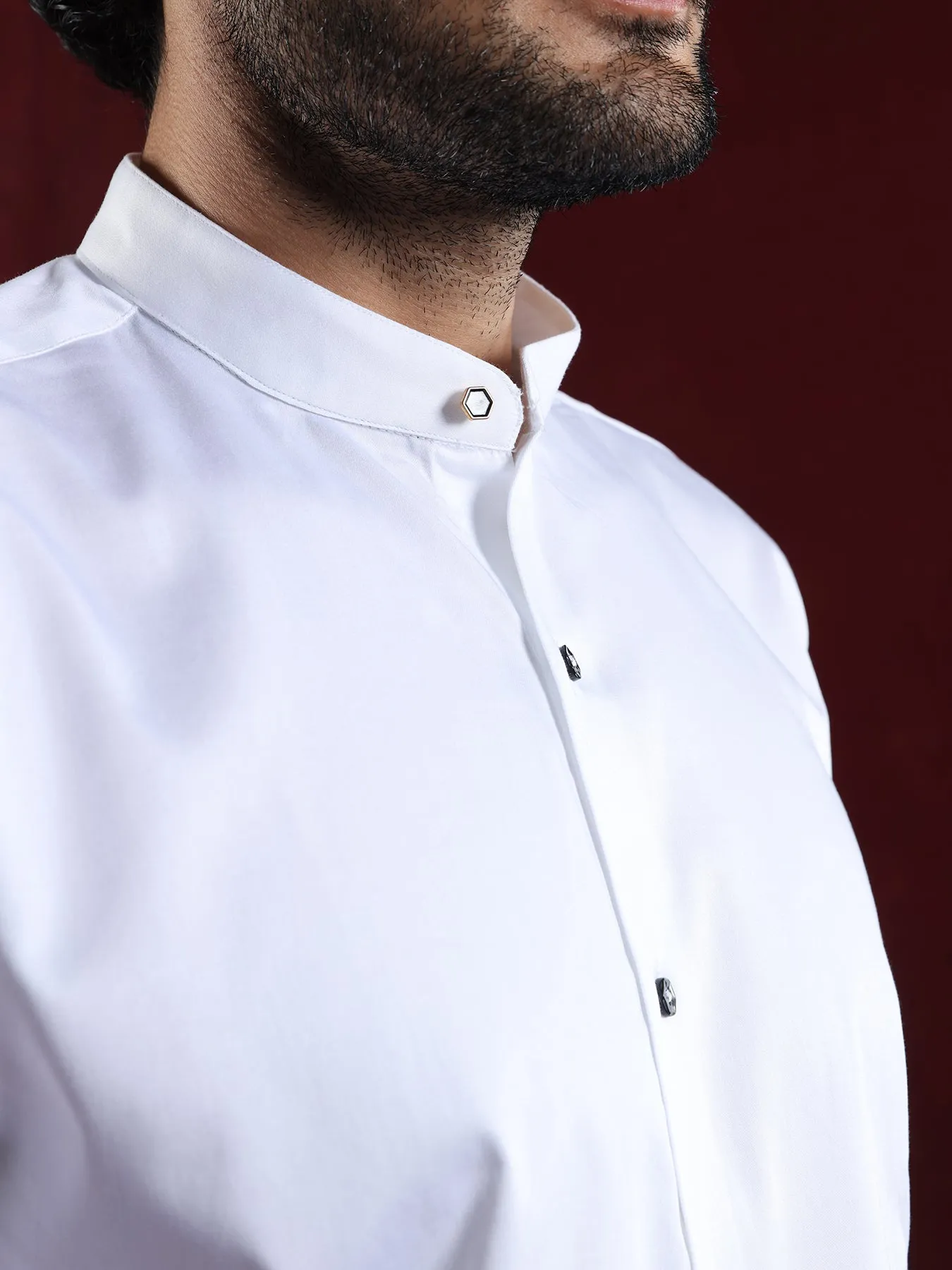 Cotton Stretch No Img Plain Slim Fit Full Sleeve Ceremonial Shirt