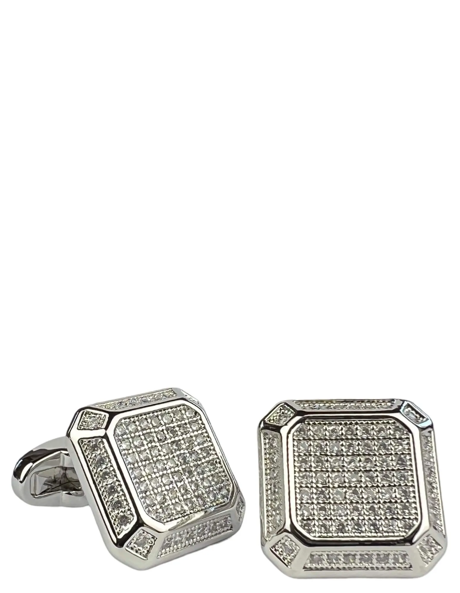 DÉCLIC Diamante Boss Cut Cufflink - Silver