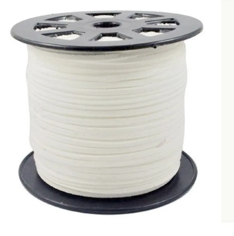 Faux Suede Leather Cord SPOOL 90 mtrs - White