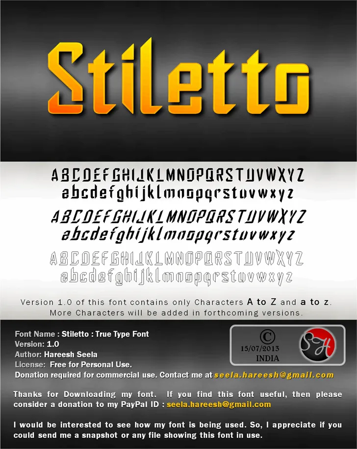 Free Stiletto Font